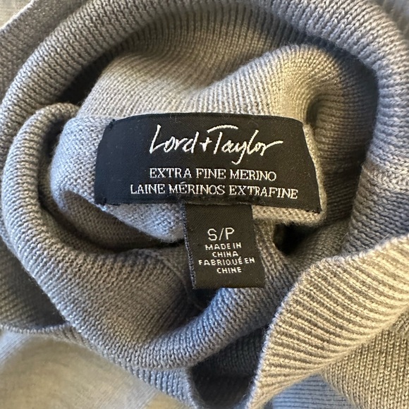 Lord & Taylor Fine Merino Turtleneck Swing Sweater in Grey - Picture 4 of 6